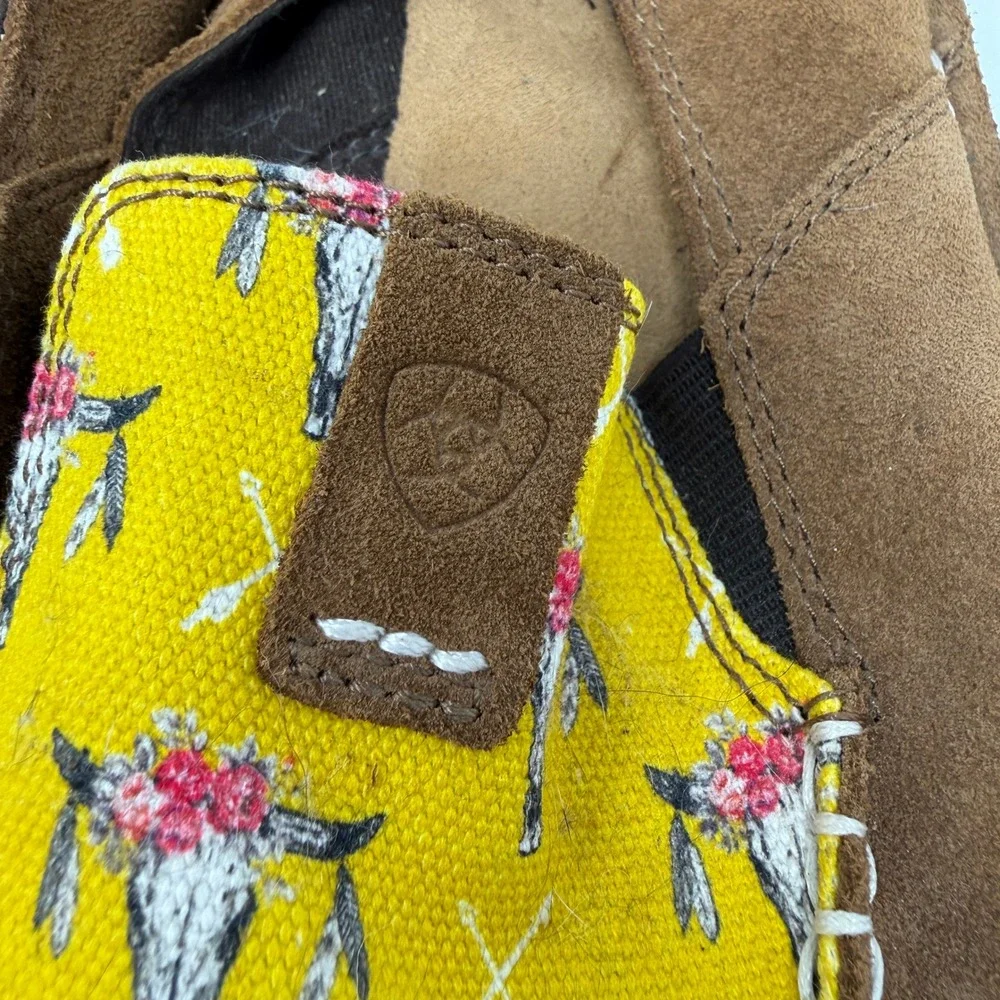 Ariat Shoes Womens 11 Cruiser Brown Yellow Floral Bull Skull 10031603 EUC